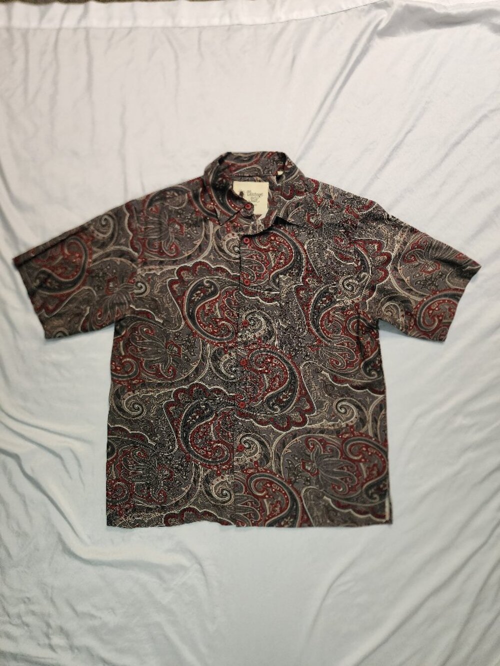 Vintage Silk Circa 1969 Men’s L 100% Silk Paisley Button Up Shirt
